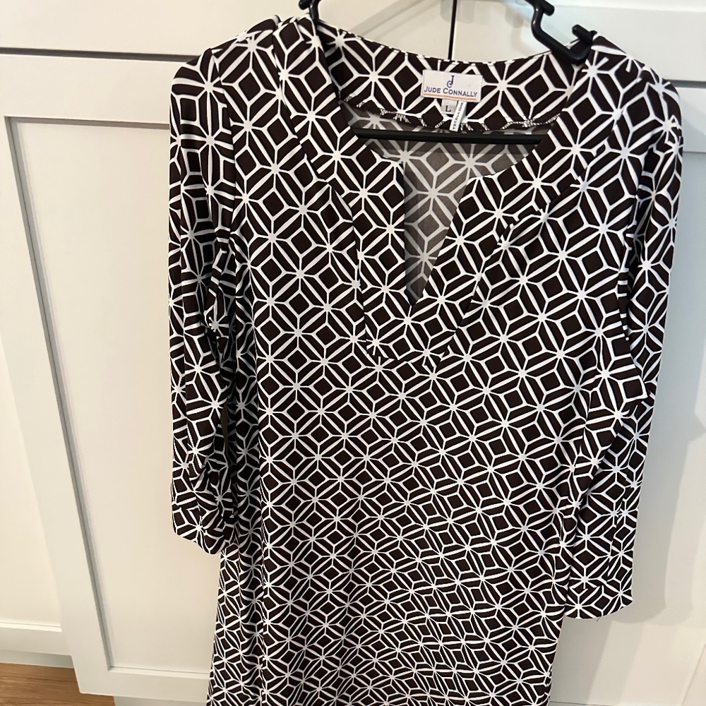 Jude Connelly Brown and White Patterned Dress
